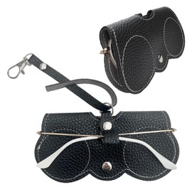 Nounex21 - Premium Sunglasses Protective Case, Portable Glasses Case, Fashion Sunglasses Holder, Soft PU Leather, 12 Colors, black