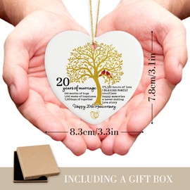 20 Years of Marriage 20th Anniversary Marriage Gifts for Couple, 20th Anniversary Wedding Gifts Christmas Ornaments 20 Years Anniversary Decorations for Couple Her Him Wife Husband