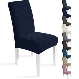 Ystyle Stretch Chair Covers, Set of 4, Universal Elastic Chair Covers, Washable Chair Covers, Decoration Covers for Chairs, Comfort Chair Cover, Chair Cover for Home, Hotel, Banquet, Dark Blue