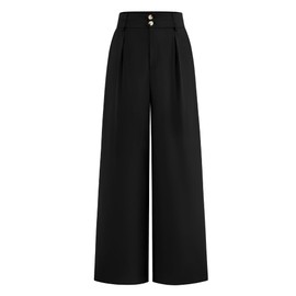 BTFBM Women Wide Leg Dress Pants 2025 High Waisted Button Pleated Business Casual Trousers Office Work Palazzo Pants(Black, Small)