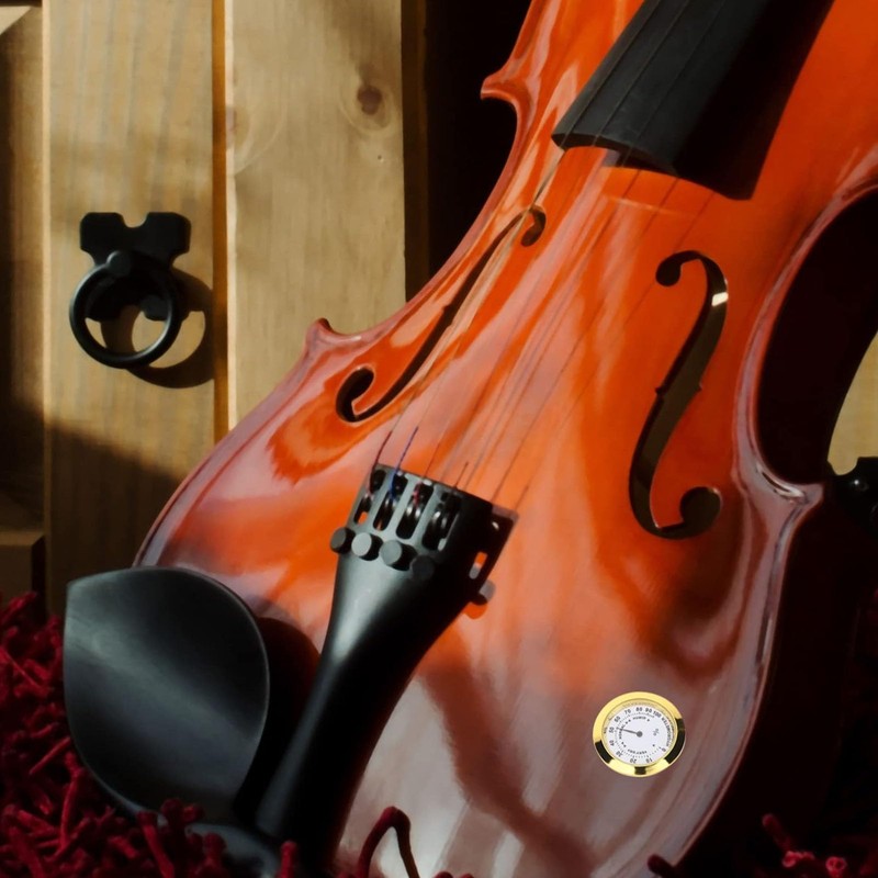 Violin Hygrometer, Portable Alloy Round Hygrometer Indoor Violin Guitar Case
