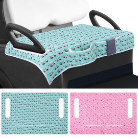Datanly 2 Pack Golf Cart Seat Covers for Women Universal Golf Cart Seat Towel Blanket with 2 Large Front Pockets & Nonskid Bottom Golf Accessories for Women Golf 2 Person Seats Club Car