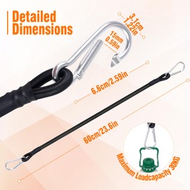 moinkerin Tensioning Elastic Straps with Carabiner, 5 Pieces, 60 cm Tensioning Rubber with Hook, Expander, Durable Tension Rubber for Securing Luggage, Pannier Racks, Camps, Motorcycles, Tarpaulins