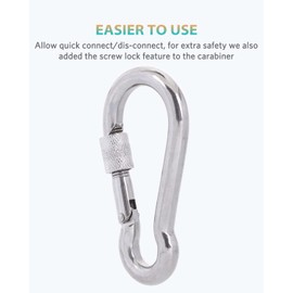SEPWIK Carabiner Clips, 316 Stainless Steel Carabiner Clip, Heavy Duty Carabiner Hooks, Keychain Carabiners, Multi-Purpose Spring Snap Hook for Dog Leash, Outdoor Camping, Swing, Hammock