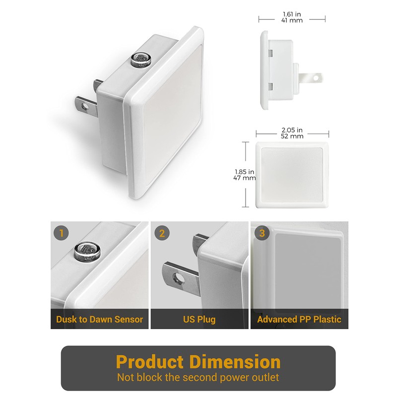 JandCase Night Light, 4 Pack Night Lights Plug into Wall