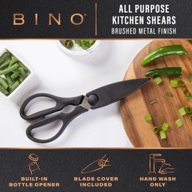 BINO Stainless Steel Blade Kitchen Shears | Strong & Sharp Kitchen Shears | Cooking Scissors | Food Shears | Vegetable Scissors | Poultry Meat & Bone Cutting Scissors | Utility Scissors | Kitchen Tool
