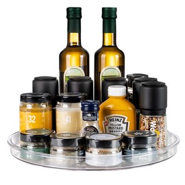 vacane Clear Lazy Susan Organizer, Non-Skid 13" Plastic Lazy Susan Turntable for Cabinet Rotating Pantry Lazy Susan Cabinet Organizer, Storage Containers for Kitchen, Refrigerator Countertop, Bathroom