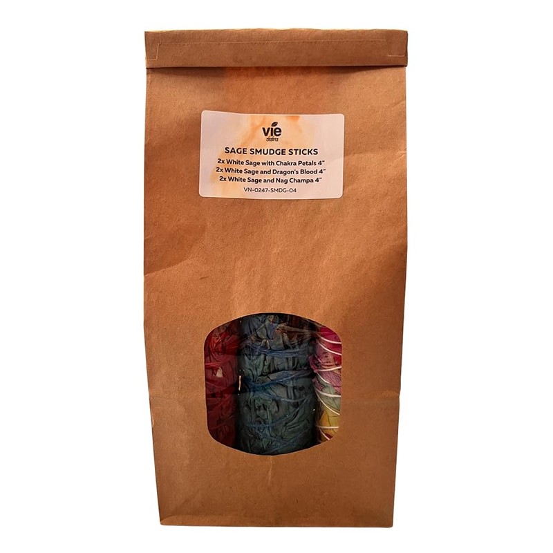 2x Chakra Petals White Sage 4" Smudge Sticks, 2x Dragon's