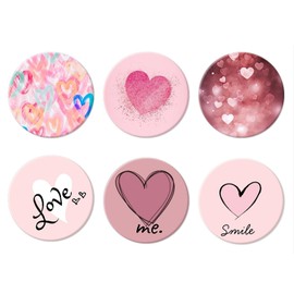 CClupady - 6 Pack Universal Phone Grip,Cell Phone Finger Holder Stand for Smartphone and Tablets - Pink Heart Rose Gold