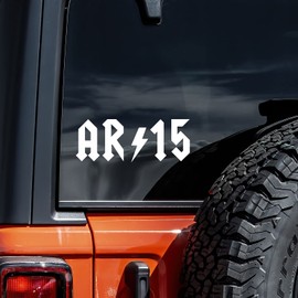 AR15 Lightning Bolt Parody Decal Vinyl Sticker Auto Car Truck Wall Laptop | White | 5.5" x 2"