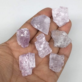 58.6g, 17mm - 28mm, 7pcs, Natural Gemmy Rough Lavender Pink Kunzite Crystal Spodumene, Healing Crystal, Chakra, Reiki, KUN80