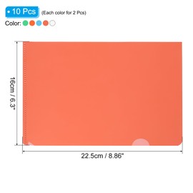 PATIKIL 10 Pack L-Shaped Folders, A5 Plastic Files Project Pocket, Clear Paper Document Jacket Sleeve for Office, Sky Blue/Green/Red/Orange/Clear