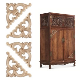 APPCXOKL 4-Piece Oak Furniture Onlays, Onlays Wood Appliques, Premium Wooden Trims, Ideal for Creative DIY and Unique Decorations