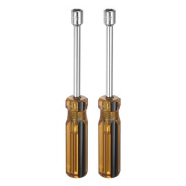 sourcing map 2pcs Metric Hex Nut Screwdriver 8mm Carbon Steel Ergonomic PVC Grip Non-Magnetic Socket Wrench Screwdriver Hand Tool for Automotive Maintenance Home Improvement.