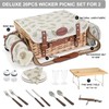 Multifunctional Wicker Picnic Basket Set for 2 with Blanket and