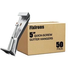 Fixirons Quick Screw Gutter Hangers 5 Inch- 50 Pack Gutter Support Bracket Hidden Gutter Hanger with Screw Gutter Clip Gutter Hook Fix Sagging Rain Gutters