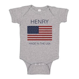 Henry Made in The USA Baby Infant One Piece Bodysuit Newborn Heather Grey