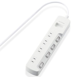 エレコム 電源タップ 個別スイッチ 省エネ ほこり防止シャッター付き スイングプラグ 4個口 1m ホワイト T-E6A-2410WH
