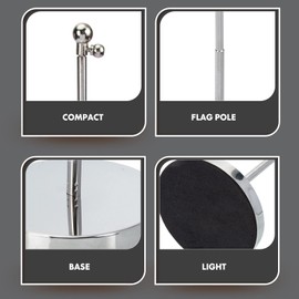 Cabilock Wear-resistant Telescopic Flag Pole with Flag Base Household Flag Holder for Office Desk and Garden Use Durable Flag Stand Accessory for Displaying Flags