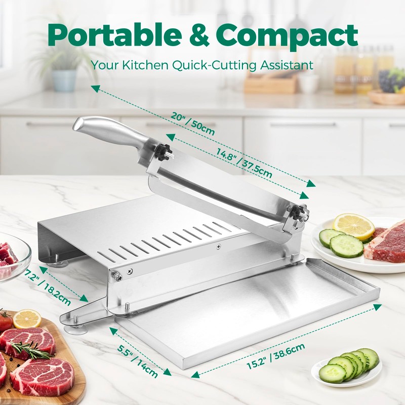 DRINTON Meat Slicer Bone Cutter, 20 Inches Manual Meat Slicer