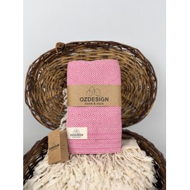 OZDESIGN DILAY Turkish Towel – 100% Cotton Peshtemal, 100x180 cm – Quick Dry, Lightweight, Highly Absorbent Hammam Towel for Bath, Beach, Spa & Travel (1, Pink)