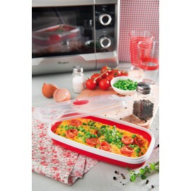 Snips Microwave Cookware Egg Poacher and Omelet Maker, Red