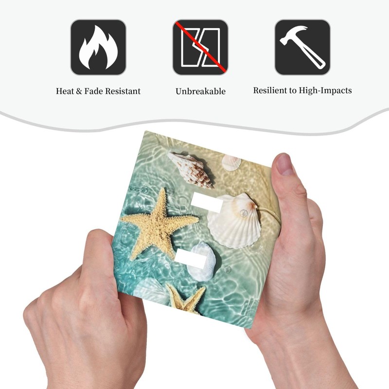 Nijuodnijir Decorative Switch Plates Beach Starfish Ocean Conch Cameo Shell