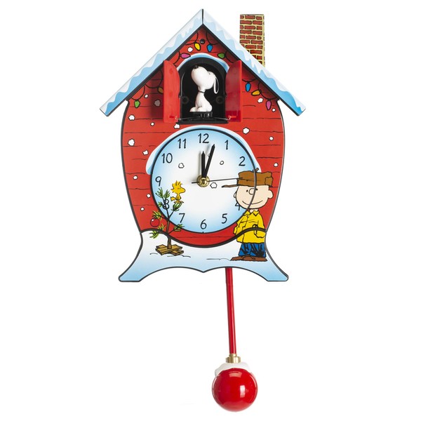 Mark Feldstein Peanuts Christmas Linus and Lucy Song Cuckoo Clock Multicolor