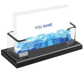 LLMSIX Acrylic Business Card Holder, Transparent Cards Holders for Desk, Business Card Holder Desk for Office Desktop Front Desktop Cards Display