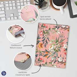 Pierre Belvédère - 2025-2026 Academic Agenda Bilingual - 13 Months - Weekly Planner August to August - 6.25” x 8.5” - Year Monthly Planner - Hardcover Clothbound - Classic Flowers - 442390
