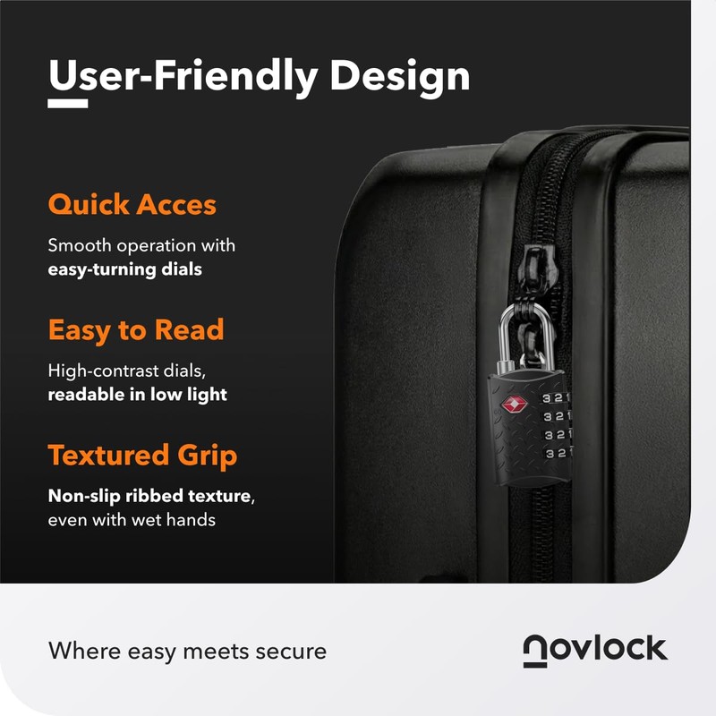 NOVLOCK Suitcase Padlocks – TSA Approved Suitcase Locks with 4-Digit