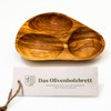 das Olivenholzbrett® Olive Wood Bowl with 3 Compartments / Tapas