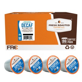 Fresh Roasted Coffee, Organic Water-Processed Decaf Variety Pack | USDA Organic, Kosher | K-Cup Compatible, 96 Pods