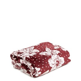 Vera Bradley Collegiate Plush XL Throw Blanket (Multiple Teams Available), Maroon/White Rain Garden