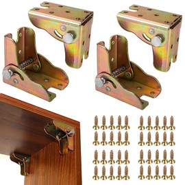 zrfgbxim 4 Pcs Folding Brackets, Self Locking Folding Hinges, Self-Locking Hinges, 90 Degree Foldable Hinge Hardware for Table Bed Legs, Folding Lock Extension Support, with Screws