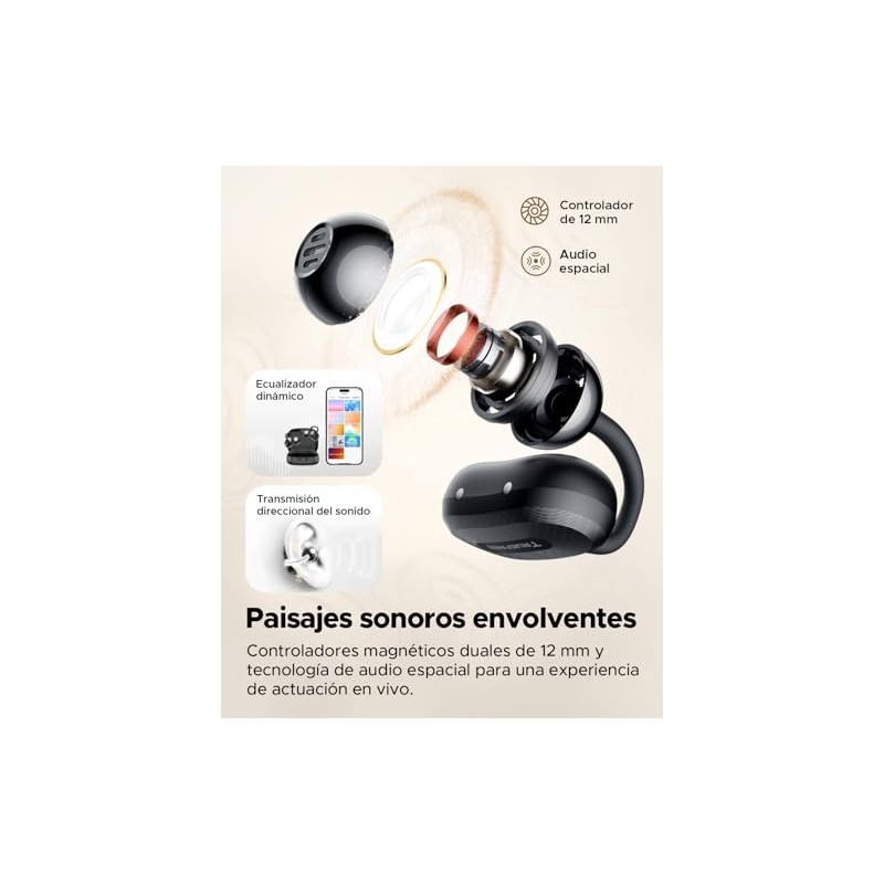 truefree C10 Audífonos Inalámbricos, Audífonos de Oído Abiertos con Clip,