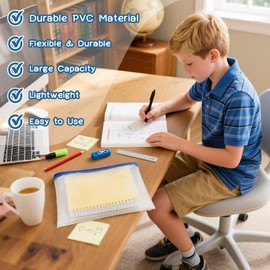 Mesh Zipper Pouch Bags - 5 Pack Waterproof Zipper Bags 6.8x9.4 Inch A5 Clear Mesh Storage Pouches Assorted Colors for Home, Office, School, Travel, Puzzles, Cosmetic, Accessories