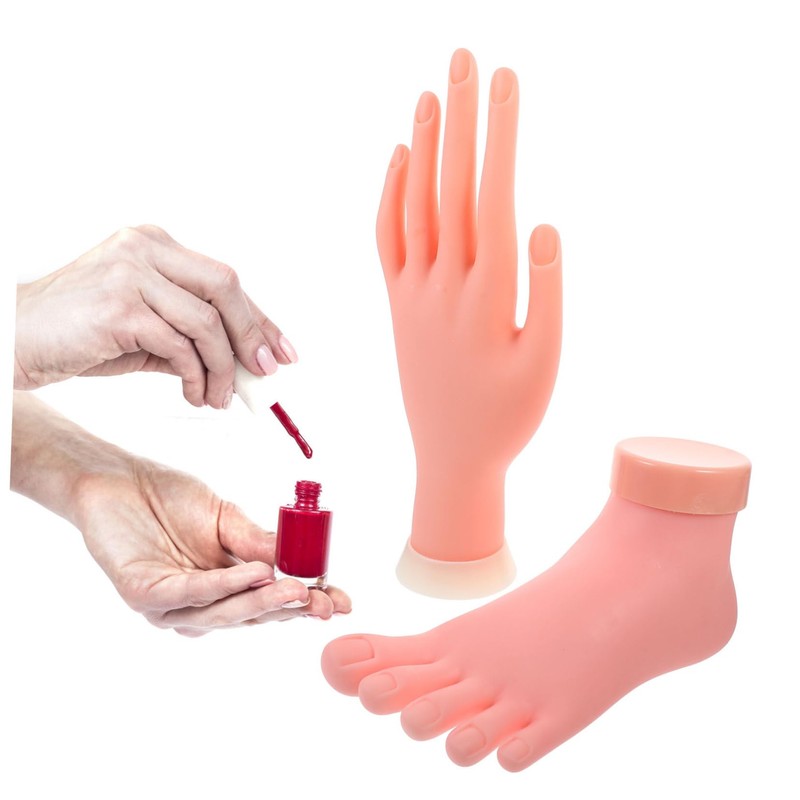 SAFIGLE 2PCS Bendable Fake Nail Practice Hand and Foot Models