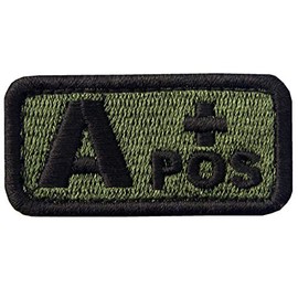 EmbTao Type A Positive Tactical Blood Type Fastener Hook & Loop Patch - Green & Black - 2"x1"