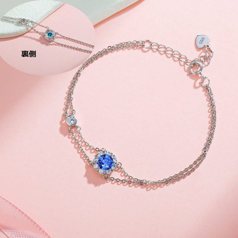 Women's Bracelet, 12 Months, Birthstone, 2 Row Bracelet, Flowers, Silver,
