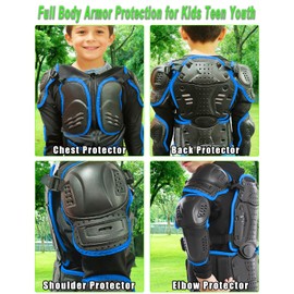Kids Motorcycle Jacket for Boys Girls Teenager-Motocross Armor Protective Jackets for Dirt Bike Skateboard Ski ATV (US, Alpha, Large, Regular, Blue)