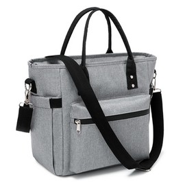 VRUCUZ Lunch Bags for Women - Insulated Lunch Box Adult, Large Lunch Tote Bag, Boite a Lunch Femme, Sac a Lunch, Reusable Leakproof Cooler Bag with Shoulder Strap for Work, Picnic, Grey