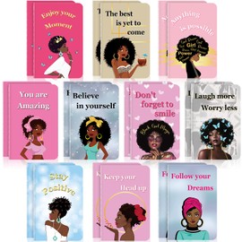 Kosiz 20 Pcs Black Girl Mini Journal Black Women Notebook Black Girl Mini Notepad for Lined Note Pad Motivational Journal Diary for Writing Planner Graduation Composition School Office