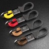 SKIPPER 8747 Keyring Carabiner with Ring and D-Clip, Leatherette stainless