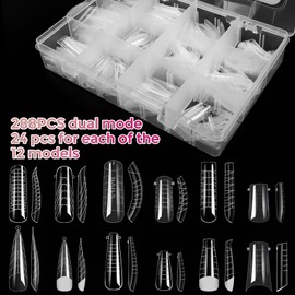 MCTNCT 306 Pieces Dual Nail Forms Set 12 Sizes Polygel Starter Set Clear Matte Dual Nail System with Dual-Ended Nail Brush, 10 Pieces Nail Tips Clip, 5 Pieces Nail File and Dust Brush