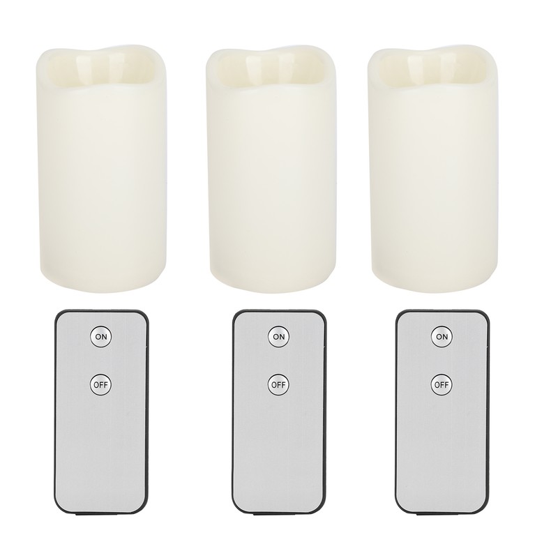 3pcs Electronic LED Candles Plastic Flameless Flickering Pillar Fake Candles