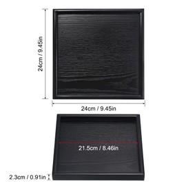 PATIKIL Wood Serving Tray 9.4 Inch, Square Decorative Platter for Home Decor Kitchen Table Candle Holder, Black