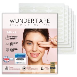WUNDERTAPE Slip-On Lid Tape Strips for Eyelid Lifting without Surgery (Waterproof, Invisible, 24 Hour Hold, Eyelid Tape) Eyelid Stripes Invisible (240 L)