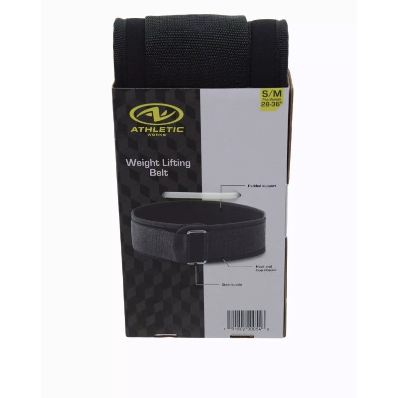Athletic Works Weight Lifting Belt S/M Black Durable Nylon Back
