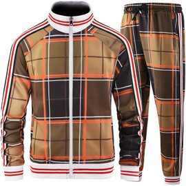 Aeeleire Track Suits for Men Set Plaid Tracksuit Mens Sweatsuits 2 Piece Sport Jogger Sweat Suits Clothes Jogging Outfits JM-B02-S